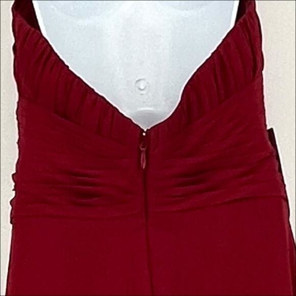 Azazie Monroe Floor Length Halter Dress in Burgundy Size A12 - Picture 5 of 6